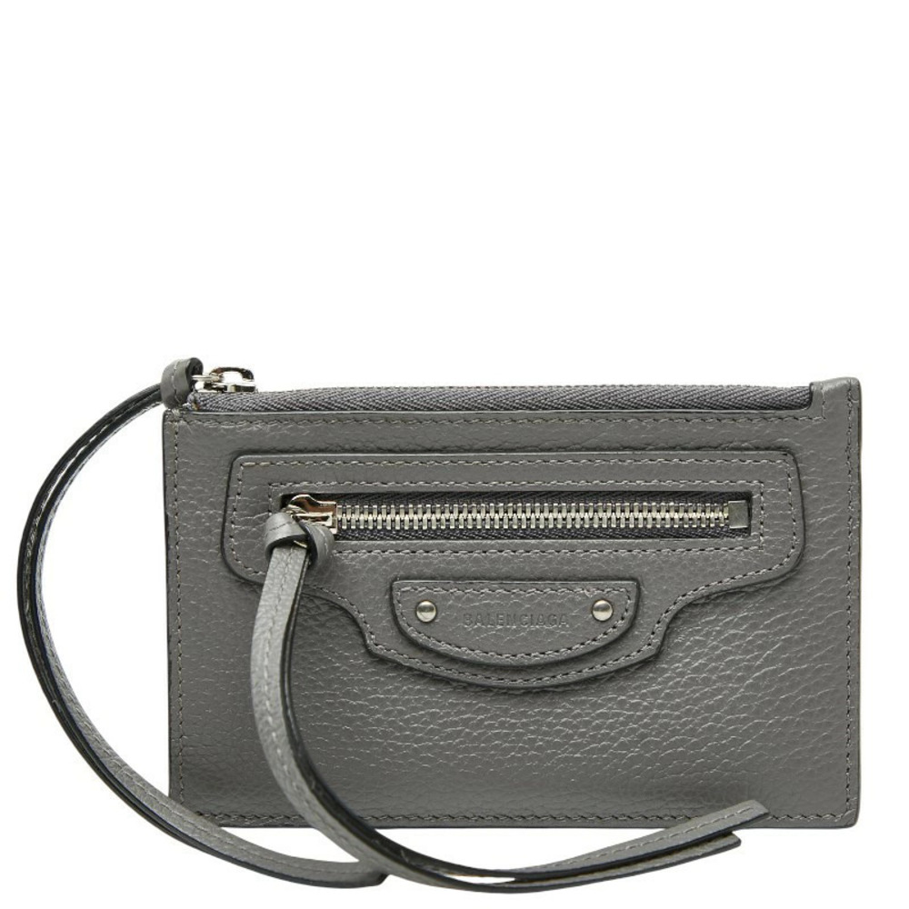 Balenciaga Neoclassic coin case Wallet Fragment Gray Leather